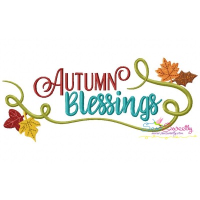 Autumn Blessings Lettering Embroidery Design Pattern-1