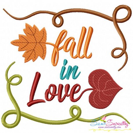 Fall in Love-2 Lettering Embroidery Design Pattern-1
