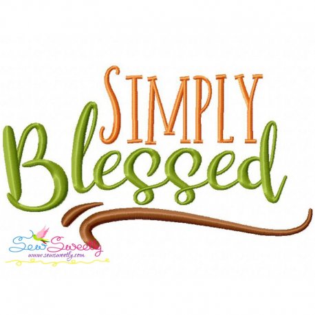 Simply Blessed Lettering Embroidery Design- 1