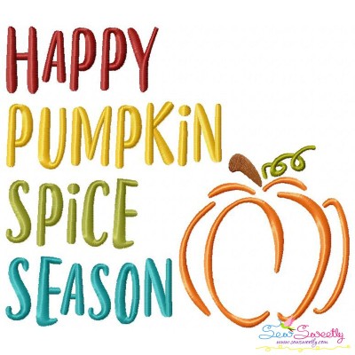 Happy Pumpkin Spice Season Lettering Embroidery Design Pattern-1