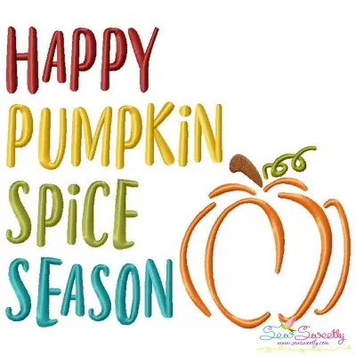 Happy Pumpkin Spice Season Lettering Embroidery Design Pattern-1