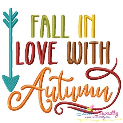 Fall in Love With Autumn Lettering Embroidery Design Pattern-1