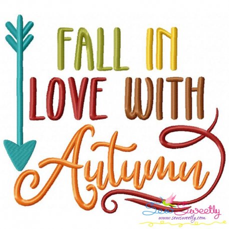 Fall in Love With Autumn Lettering Embroidery Design Pattern-1