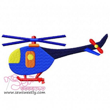 Blue Helicopter Embroidery Design- 1