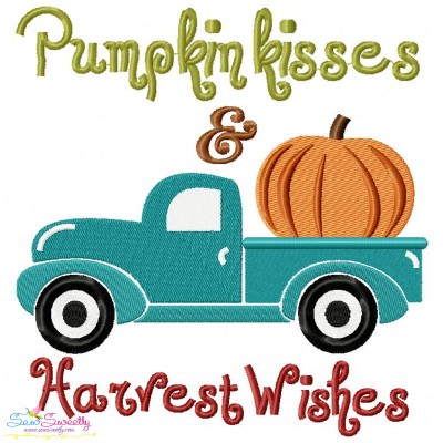Pumpkin Kisses and Harvest Wishes Lettering Embroidery Design Pattern-1