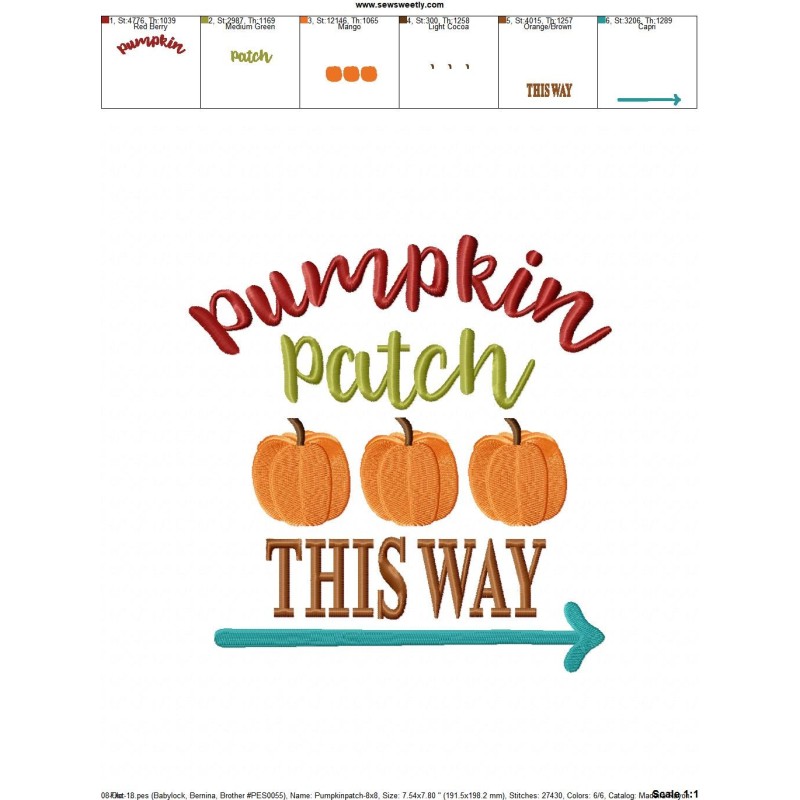 Free Pumpkin Patch Lettering Machine Embroidery Design