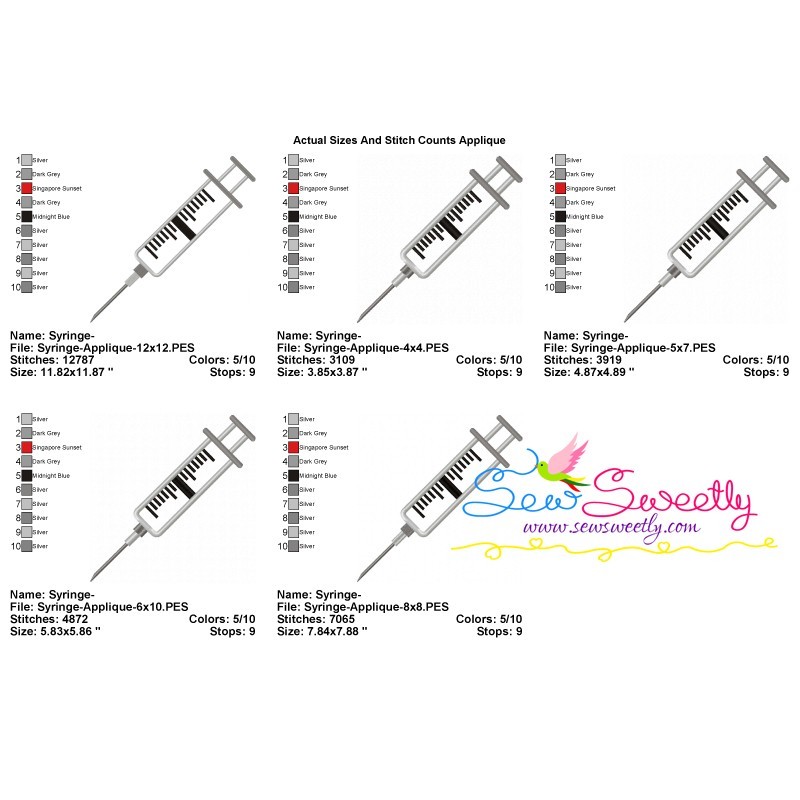 Syring Design Syringe Applique Design Pattern