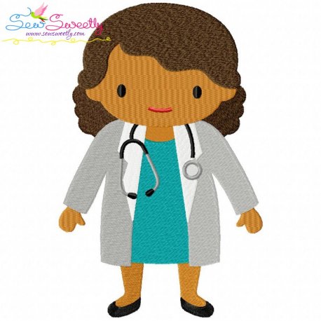 Little Girl Doctor Embroidery Design Pattern