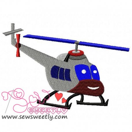 Smiling Helicopter Embroidery Design Pattern-1