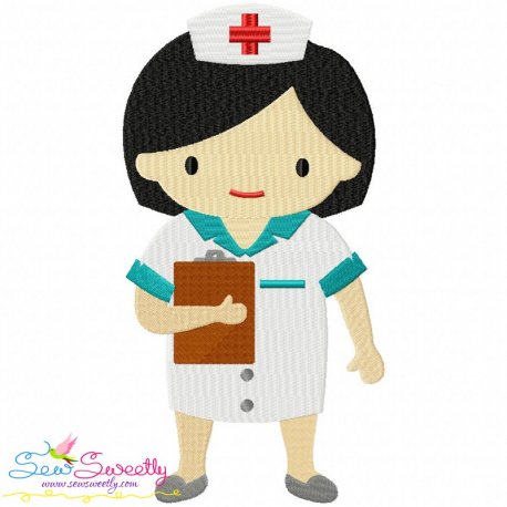 Little Girl Nurse Embroidery Design Pattern-1