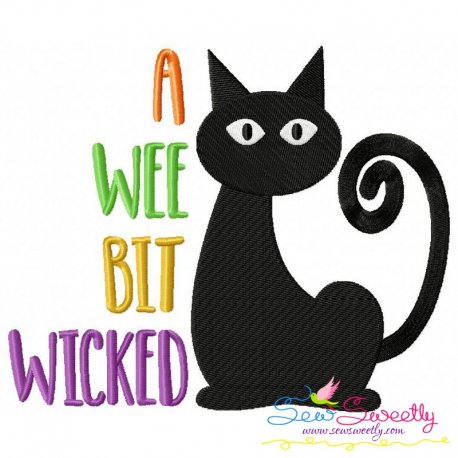 A Wee Bit Wicked Cat Lettering Embroidery Design Pattern