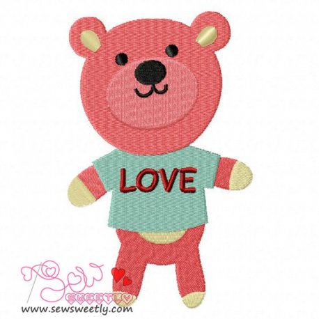 Love Teddy Bear-1 Embroidery Design- 1