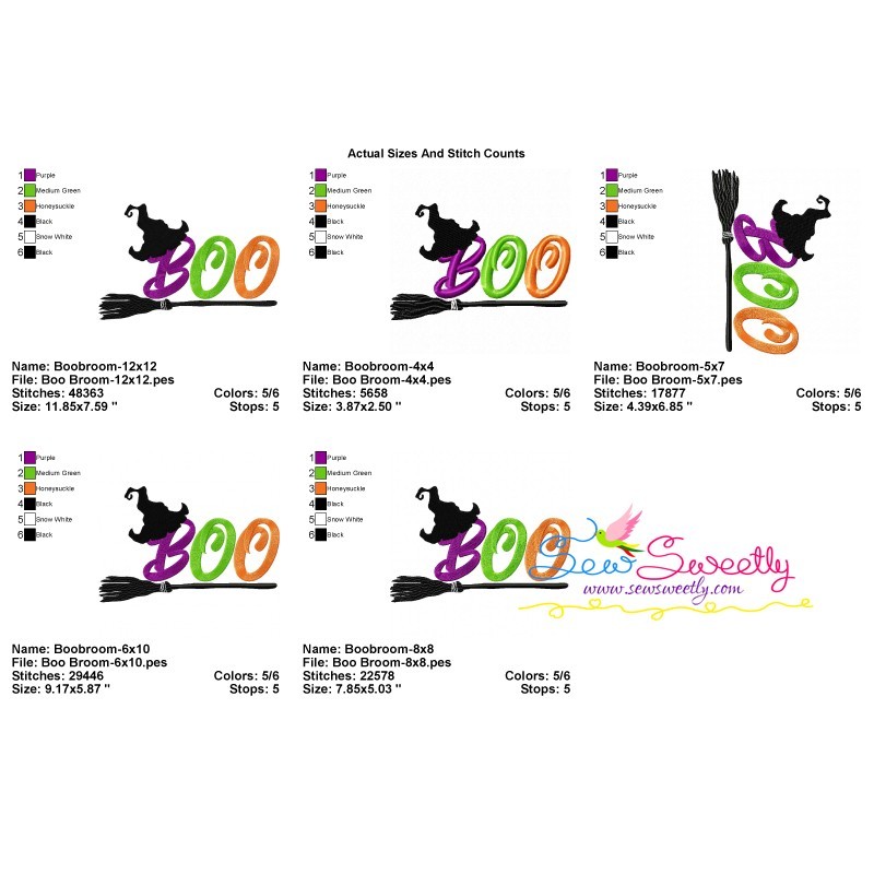 Broom Lettering Boo Broom Lettering Embroidery Design Pattern