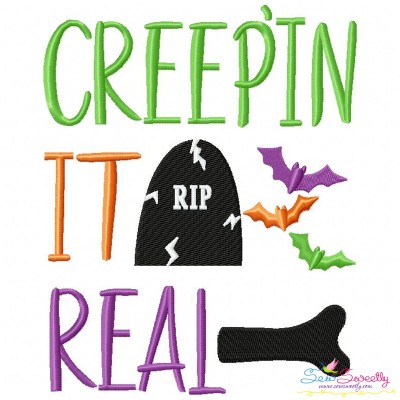 Creep'in It Real Lettering Embroidery Design Pattern-1