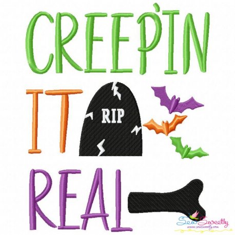 Creep'in It Real Lettering Embroidery Design Pattern