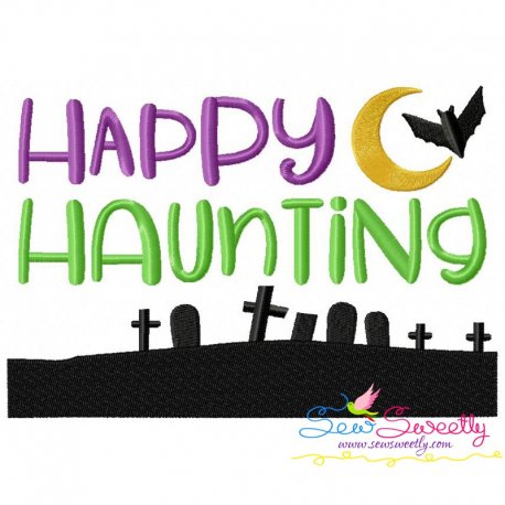 Happy Haunting Lettering Embroidery Design Pattern-1