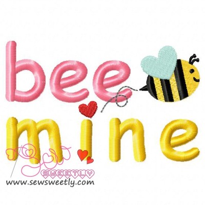 Bee Mine Lettering Embroidery Design Pattern-1
