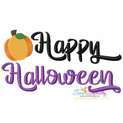 Happy Halloween Pumpkin Lettering Embroidery Design Pattern-1