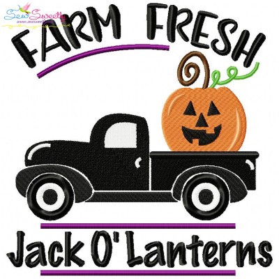 Farm Fresh Jack O'Lanterns Lettering Embroidery Design Pattern-1