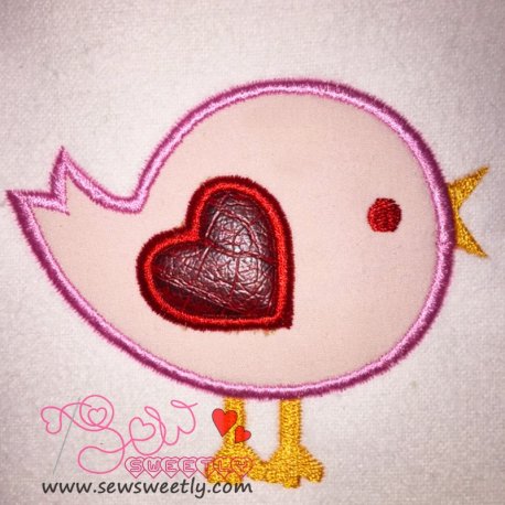 Cute Valentine Bird Applique Design- 1