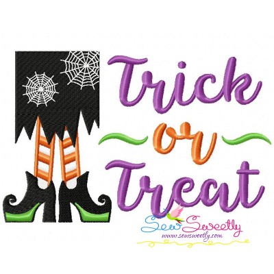 Trick or Treat Witch Legs Lettering Embroidery Design Pattern-1