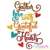Gather Here With Grateful Hearts Lettering Embroidery Design Pattern