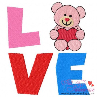 Valentine Teddy Bear Love Embroidery Design Pattern-1