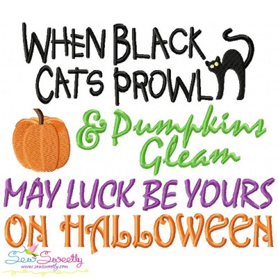 When Black Cats Prowl Lettering Embroidery Design Pattern-1