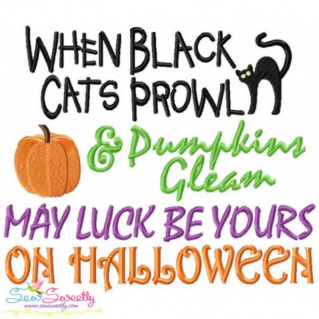 When Black Cats Prowl Lettering Embroidery Design Pattern-1