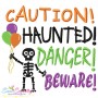 Caution Haunted Danger Beware Halloween Lettering Embroidery Design Pattern-1