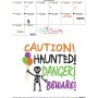 Caution Haunted Danger Beware Halloween Lettering Embroidery Design Pattern-3