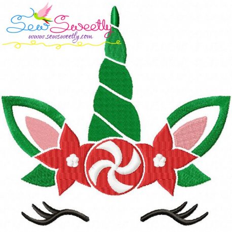 Christmas Unicorn Face Embroidery Design Pattern-1