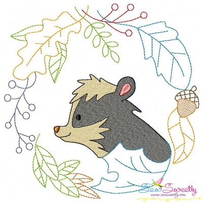 Fall Animal Frame- Skunk Embroidery Design Pattern-1