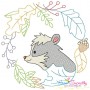 Fall Animal Frame- Skunk Sketch Embroidery Design Pattern-1