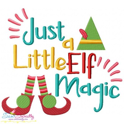 Just a Little Elf Magic Lettering Embroidery Design Pattern-1