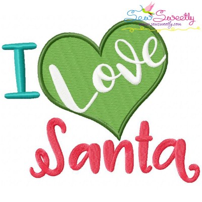 I Love Santa Lettering Embroidery Design Pattern-1