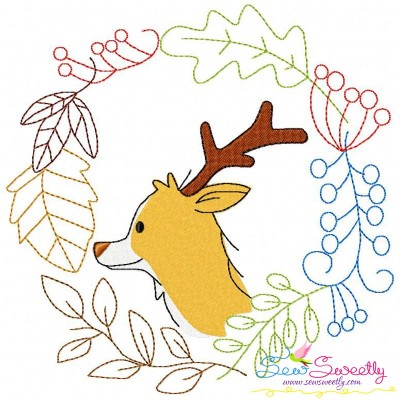 Fall Animal Frame- Deer Embroidery Design Pattern-1