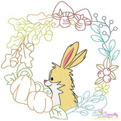 Fall Animal Frame- Bunny Embroidery Design Pattern-1