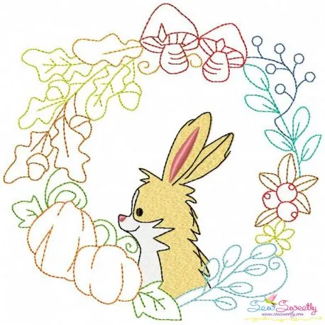 Fall Animal Frame- Bunny Embroidery Design Pattern-1