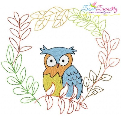 Fall Animal Frame- Owl Embroidery Design Pattern-1