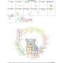 Fall Animal Frame- Owl Sketch Embroidery Design Pattern-3