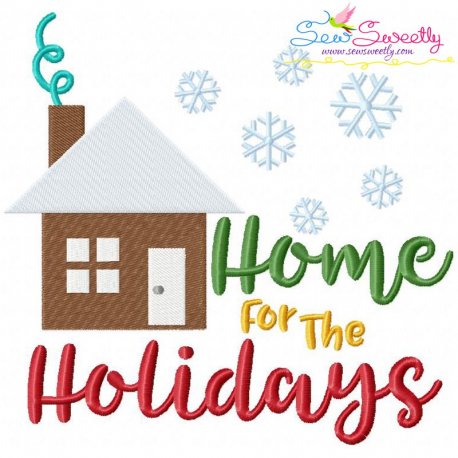 Home For The Holidays Lettering Embroidery Design Pattern-1