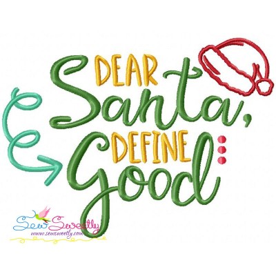 Dear Santa Define Good Lettering Embroidery Design Pattern-1