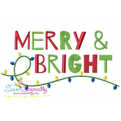 Merry and Bright Lettering Embroidery Design Pattern-1