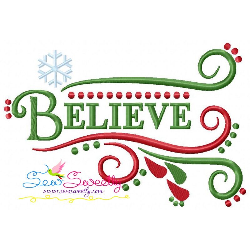 Believe Lettering Embroidery Design | Sew Sweetly