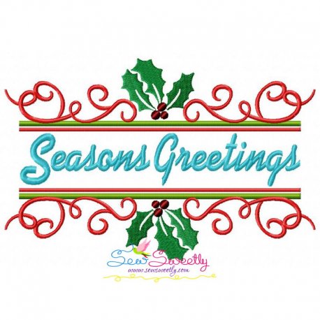 Seasons Greetings Lettering Embroidery Design Pattern