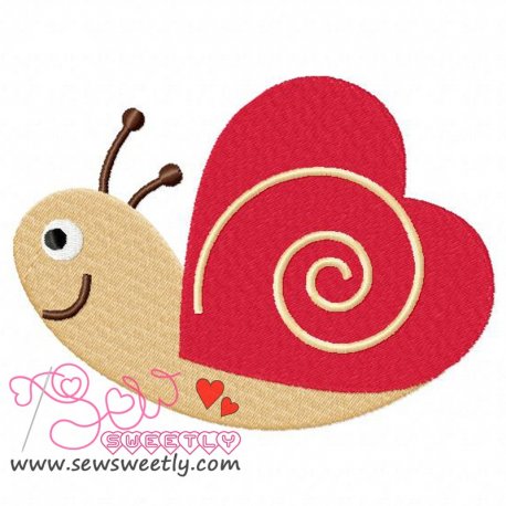 Valentine Snail Embroidery Design Pattern-1