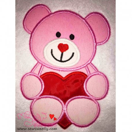 Valentine Teddy Bear Applique Design Pattern-1