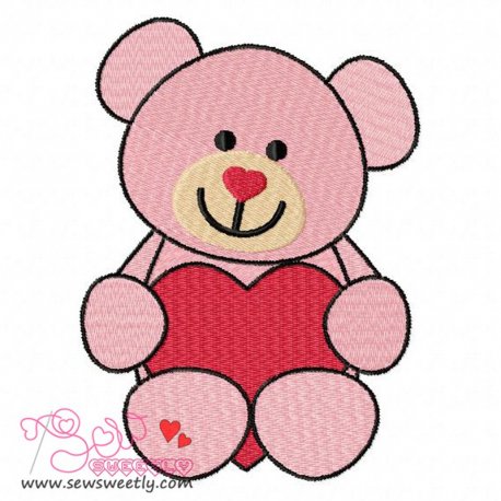 Valentine Teddy Bear Embroidery Design Pattern-1