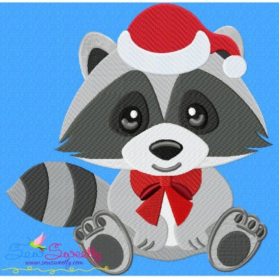 Christmas Baby Animal- Raccoon Embroidery Design Pattern-1